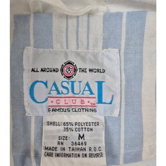 Vtg 80s 90s Y2K Casual Club White Denim Jacket Contrast Trim Poly/Cotton Sz M - Picture 3 of 4